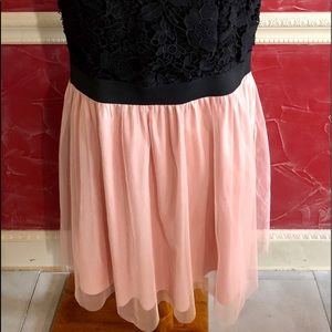 Sleeveless black and blush cocktail dress